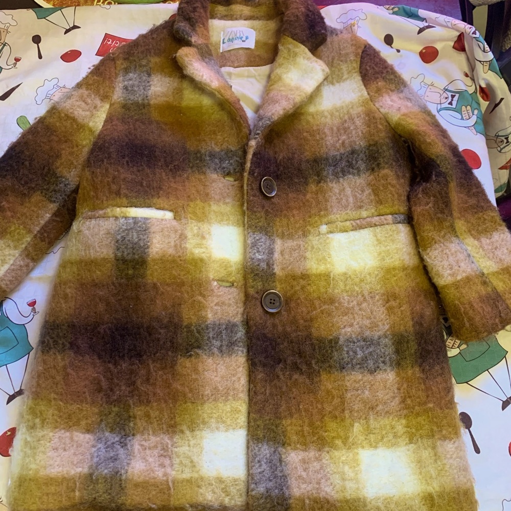 Zara brown and tan coat for little girls in a sizes 7